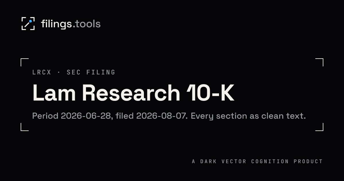Lam Research 2026 10-K Annual Report (LRCX) | filings.tools